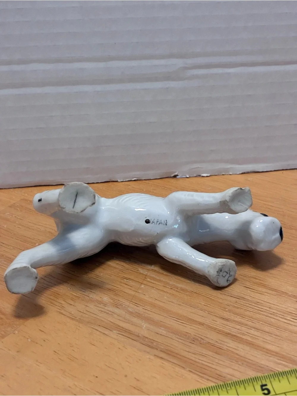 Vintage Fox Terrier Ceramic Figurine - White with Black and Tan Markings - Japan